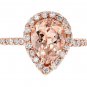 3.70 Carats Natural Morganite and Diamond 14K Solid Rose Gold Ring