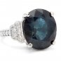 20.60 Ct Natural Australian Sapphire & Diamond 14K White Solid Gold Ring