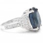 20.60 Ct Natural Australian Sapphire & Diamond 14K White Solid Gold Ring