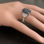 20.60 Ct Natural Australian Sapphire & Diamond 14K White Solid Gold Ring