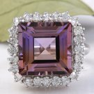 13.45 Carats Natural Ametrine and Diamond 14K Solid White Gold Ring