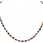 33.60Ct Natural Multicolor Sapphire & Diamond 14K Solid White Gold Necklace