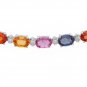 33.60Ct Natural Multicolor Sapphire & Diamond 14K Solid White Gold Necklace