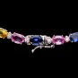 33.60Ct Natural Multicolor Sapphire & Diamond 14K Solid White Gold Necklace