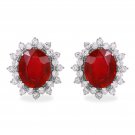 11.03Ct  Ruby and Natural Diamond 14K Solid White Gold Earrings