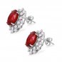 11.03Ct Ruby and Natural Diamond 14K Solid White Gold Earrings