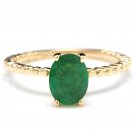 1.20 Carats Natural Emerald 14K Solid Yellow Gold Ring