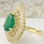 4.80CT Natural Emerald & Diamond 14K Solid Yellow Gold Ring
