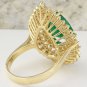 4.80CT Natural Emerald & Diamond 14K Solid Yellow Gold Ring