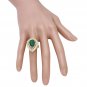 4.80CT Natural Emerald & Diamond 14K Solid Yellow Gold Ring