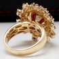 9.57 Carats Natural Red Ruby and Diamond 14K Solid Yellow Gold Ring