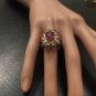 9.57 Carats Natural Red Ruby and Diamond 14K Solid Yellow Gold Ring