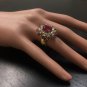 9.57 Carats Natural Red Ruby and Diamond 14K Solid Yellow Gold Ring