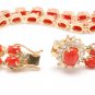 20.40Ct Natural Coral & Diamond 14K Solid Yellow Gold Bracelet