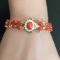 20.40Ct Natural Coral & Diamond 14K Solid Yellow Gold Bracelet
