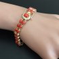 20.40Ct Natural Coral & Diamond 14K Solid Yellow Gold Bracelet