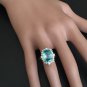6.75 Carats Natural Blue Zircon and Diamond 14K Solid White Gold Ring