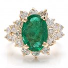 5.70Ct Natural Emerald & Diamond 14K Solid Yellow Gold Ring