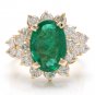 5.70Ct Natural Emerald & Diamond 14K Solid Yellow Gold Ring