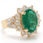 5.70Ct Natural Emerald & Diamond 14K Solid Yellow Gold Ring