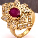 2.81Ct Natural Red Ruby and Diamond 14K Solid Yellow Gold Ring