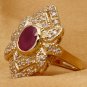 2.81Ct Natural Red Ruby and Diamond 14K Solid Yellow Gold Ring