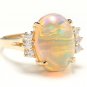 6.10Ct Natural Ethiopian Opal and Diamond 14K Solid Yellow Gold Ring