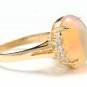 6.10Ct Natural Ethiopian Opal and Diamond 14K Solid Yellow Gold Ring
