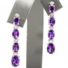 7.40ct Natural Amethyst and Diamond 14K Solid White Gold Earrings