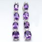 7.40ct Natural Amethyst and Diamond 14K Solid White Gold Earrings