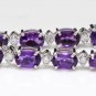 7.40ct Natural Amethyst and Diamond 14K Solid White Gold Earrings