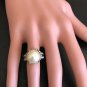 Splendid Natural South Sea Pearl and Diamond 14K Solid White Gold Ring