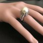 Splendid Natural South Sea Pearl and Diamond 14K Solid White Gold Ring