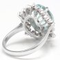 6.90 Carats Natural Aquamarine Ring and Diamond 14K Solid White Gold Ring