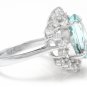 6.90 Carats Natural Aquamarine Ring and Diamond 14K Solid White Gold Ring