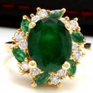 7.04Ct Natural Emerald & Diamond 14K Solid Yellow Gold Ring