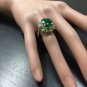 7.04Ct Natural Emerald & Diamond 14K Solid Yellow Gold Ring