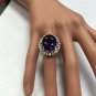 15.30 Carats Natural Amethyst and Diamond 14K Solid White Gold Ring