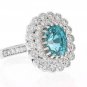 8.30 Carats NATURAL BLUE ZIRCON and DIAMOND 14K Solid White Gold Ring