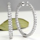 3.00Ct  Natural Diamond 14K Solid White Gold Hoop Earrings