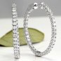 3.00Ct Natural Diamond 14K Solid White Gold Hoop Earrings