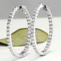 3.00Ct Natural Diamond 14K Solid White Gold Hoop Earrings