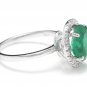 3.30Ct Natural Emerald & Diamond 14K Solid White Gold Ring