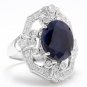 9.70Ct Natural Blue Sapphire & Diamond 14K White Solid Gold Ring