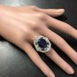 9.70Ct Natural Blue Sapphire & Diamond 14K White Solid Gold Ring