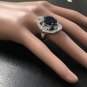 9.70Ct Natural Blue Sapphire & Diamond 14K White Solid Gold Ring