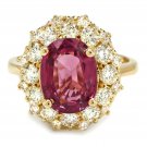 5.25 Carats Natural Tourmaline and Diamond 14K Solid Yellow Gold Ring