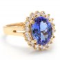 4.10 Carats NATURAL TANZANITE and DIAMOND 14K Solid Yellow Gold Ring