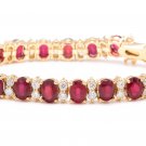 29.80Ct Ruby and Natural Diamond 14K Solid Yellow Gold Bracelet
