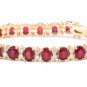 29.80Ct Ruby and Natural Diamond 14K Solid Yellow Gold Bracelet